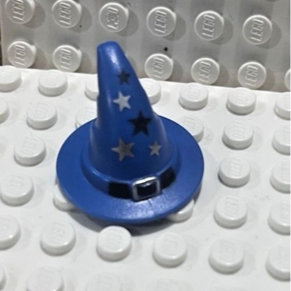 Lego Minifigure Wizard/Witch Hat With Silver Buckle And Stars